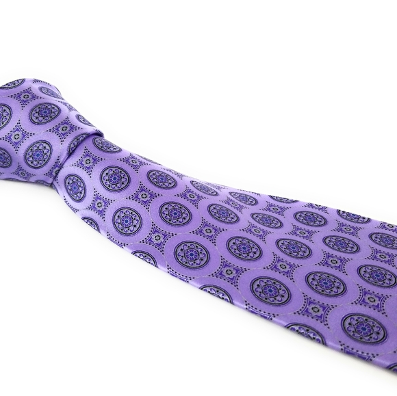 BRIONI Tie Lavender Violet Purple Medallion - Picture 1 of 6